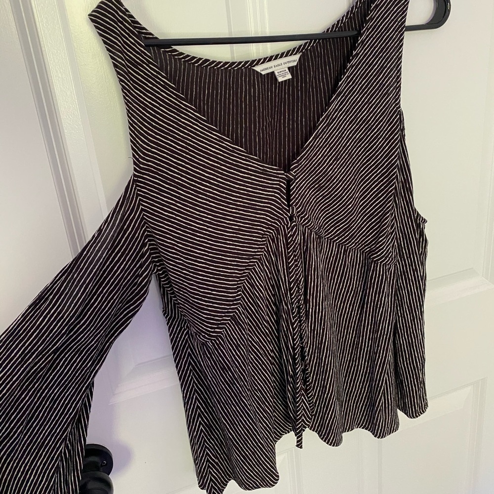 AE bare shoulder striped top